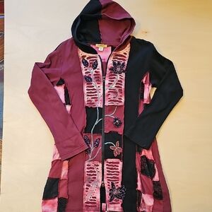 Artistic Patchwork Zip Up Hooded Sweatshirt